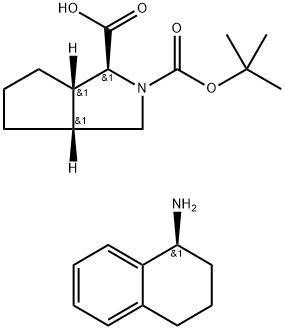 Cyclopenta[c]pyrrole-1,2(1H)-dicarboxylic acid, hexahydro-, 2-(1,1-dimethylethyl) ester, (1S,3aR,6aS)-, compd. with (1S)-1,2,3,4-tetrahydro-1-naphthalenamine (1:1) Struktur