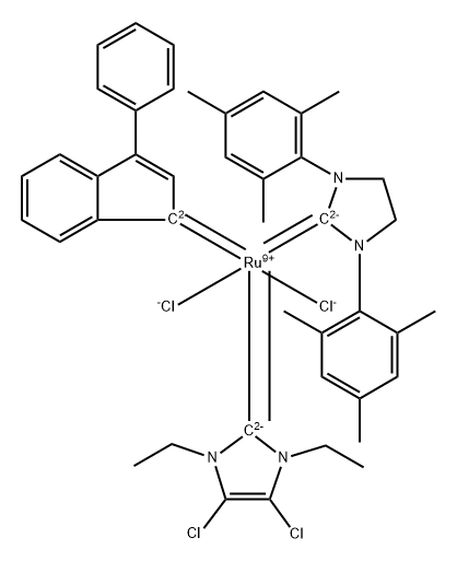 1,3-Bis(2,4,6-triMethylphenyl)-2-iMidazolidinylidene)(3-phenyl-1H-inden-1-ylidene)(4,5-dichloro-1,3-diethyl-1,3-dihydro-2H-iMidazol-2-ylidene)rutheniuM(II) chloride|1,3-BIS(2,4,6-TRIMETHYLPHENYL)-2-IMIDAZOLIDINYLIDENE)(3-PHENYL-1H-INDEN-1-YLIDENE)(4,5-DICHLORO-1,3-DIETHYL-1,3-DIHYDRO-2H-IMIDAZOL-2-YLIDENE)RUTHENIUM(II)CHLORIDE