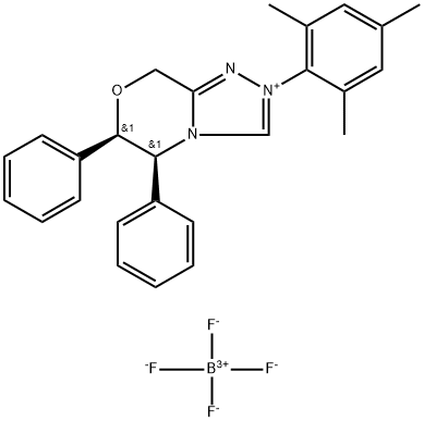8H-1,2,4-Triazolo[3,4-c][1,4]oxazinium, 5,6-dihydro-5,6-diphenyl-2-(2,4,6-trimethylphenyl)-, (5S,6R)-, tetrafluoroborate(1-) (1:1),1228541-94-3,结构式