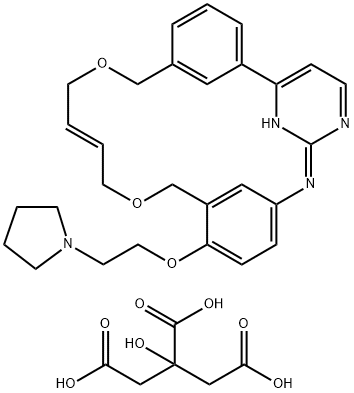 14,19-Dioxa-5,7,27-triazatetracyclo[19.3.1.12,6.18,12]heptacosa-1(25),2,4,6(27),8,10,12(26),16,21,23-decaene, 11-[2-(1-pyrrolidinyl)ethoxy]-, 2-hydroxy-1,2,3-propanetricarboxylate (1:1)|枸橼酸帕克替尼