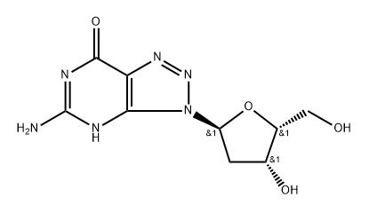 5-amino-3-((4R,5R)-4-hydroxy-5-(hydroxymethyl)tetrahydrofuran-2-yl)-3,4-dihydro-7H-[1,2,3]triazolo[4,5-d]pyrimidin-7-one Struktur