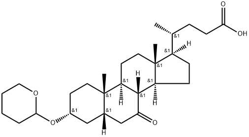 3ɑ-tetrahydropyranyloxy-7-keto-5β-cholan-24-oic acid 化学構造式