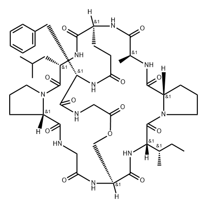 cyclo(glutamyl-leucyl-prolyl-glycyl-seryl-isoleucyl-prolyl-alanyl)cyclo((1-5)phenylalanyl-glycine),123218-79-1,结构式