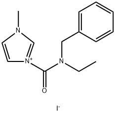 1-[Benzyl(ethyl)carbamoyl]-3-methyl-1H-imidazol-3-ium Iodide Structure