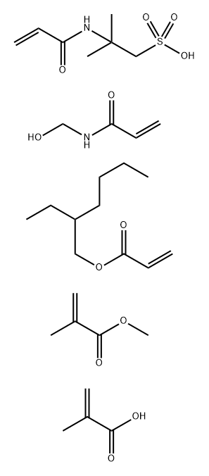 2-Propenoic acid, 2-methyl-, polymer with 2-ethylhexyl 2-propenoate, N-(hydroxymethyl)-2-propenamide, methyl 2-methyl-2-propenoate and 2-methyl-2-[(1-oxo-2-propenyl) amino]-1-propanesulfonic acid Structure