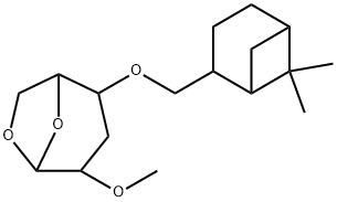 .beta.-D-ribo-Hexopyranose, 1,6-anhydro-3-deoxy-4-O-(6,6-dimethylbicyclo3.1.1hept-2-yl)methyl-2-O-methyl-, 1S-(1.alpha.,2.alpha.,5.alpha.)- 结构式