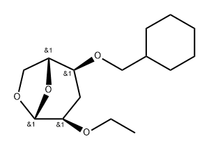 .beta.-D-ribo-Hexopyranose, 1,6-anhydro-4-O-(cyclohexylmethyl)-3-deoxy-2-O-ethyl- Structure