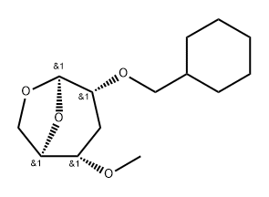 .beta.-ribo-Hexopyranose, 1,6-anhydro-2-O-(cyclohexylmethyl)-3-deoxy-4-O-methyl- Structure