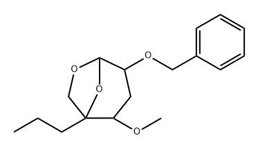 .beta.-L-ribo-Hexopyranose, 1,6-anhydro-3-deoxy-4-O-methyl-2-O-(phenylmethyl)-5-C-propyl- Struktur