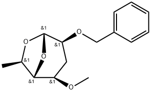 .alpha.-talo-Heptopyranose, 1,6-anhydro-3,7-dideoxy-4-O-methyl-2-O-(phenylmethyl)- 化学構造式