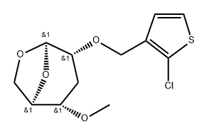 .beta.-ribo-Hexopyranose, 1,6-anhydro-2-O-(2-chloro-3-thienyl)methyl-3-deoxy-4-O-methyl- Structure