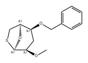 .beta.-L-lyxo-Hexopyranose, 1,3,6-trideoxy-1,6-epithio-2-O-methyl-4-O-(phenylmethyl)- 结构式