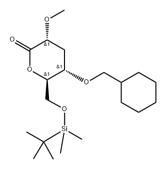 D-ribo-Hexonic acid, 4-O-(cyclohexylmethyl)-3-deoxy-6-O-(1,1-dimethylethyl)dimethylsilyl-2-O-methyl-, .delta.-lactone Struktur