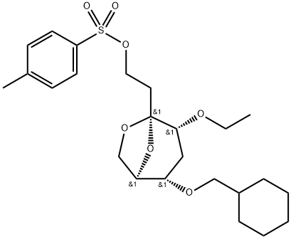 .beta.-D-ribo-3-Octulopyranose, 3,8-anhydro-6-O-(cyclohexylmethyl)-2,5-dideoxy-4-O-ethyl-, 4-methylbenzenesulfonate,123919-97-1,结构式