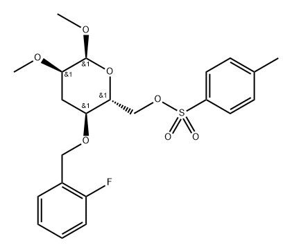 .alpha.-D-ribo-Hexopyranoside, methyl 3-deoxy-4-O-(2-fluorophenyl)methyl-2-O-methyl-, 4-methylbenzenesulfonate Structure