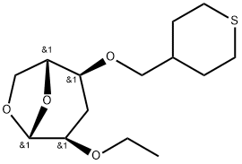 .beta.-D-ribo-Hexopyranose, 1,6-anhydro-3-deoxy-2-O-ethyl-4-O-(tetrahydro-2H-thiopyran-4-yl)methyl- 结构式