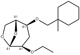 .beta.-D-ribo-Hexopyranose, 1,6-anhydro-3-deoxy-2-O-ethyl-4-O-(1-methylcyclohexyl)methyl- Structure