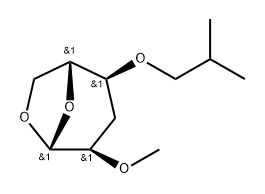 .beta.-D-ribo-Hexopyranose, 1,6-anhydro-3-deoxy-2-O-methyl-4-O-(2-methylpropyl)- Structure