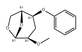 .beta.-D-ribo-Hexopyranose, 1,6-anhydro-3-deoxy-2-O-methyl-4-O-phenyl- Structure