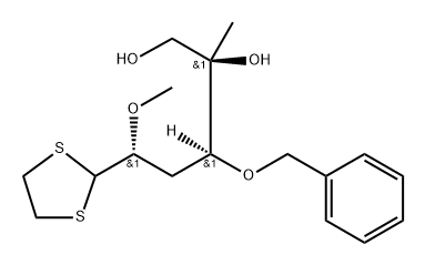 D-ribo-Hexose, 3-deoxy-5-C-methyl-2-O-methyl-4-O-(phenylmethyl)-, cyclic 1,2-ethanediyl dithioacetal Structure