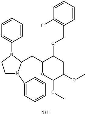 .alpha.-D-ribo-Hexopyranoside, methyl 3,6-dideoxy-6-(1,3-diphenyl-2-imidazolidinyl)-4-O-(2-fluorophenyl)methyl-2-O-methyl-, monosodium salt,123942-42-7,结构式