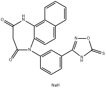 1H-Naphtho[1,2-b][1,4]diazepine-2,4(3H,5H)-dione, 5-[3-(2,5-dihydro-5-thioxo-1,2,4-oxadiazol-3-yl)phenyl]-, sodium salt (1:1)|化合物 NP-1815-PX