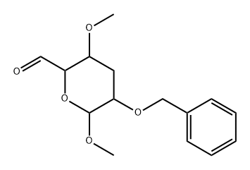 .beta.-D-ribo-Hexodialdo-1,5-pyranoside, methyl 3-deoxy-4-O-methyl-2-O-(phenylmethyl)- Struktur