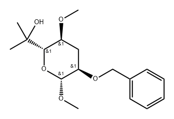 .beta.-ribo-Heptopyranoside, methyl 3,7-dideoxy-6-C-methyl-4-O-methyl-2-O-(phenylmethyl)- Structure