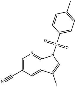 3-Iodo-1-(toluene-4-sulfonyl)-1H-pyrrolo[2,3-b]pyridine-5-carbonitrile Structure