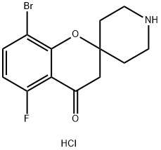 8-Bromo-5-fluorospiro[chroman-2,4'-piperidin]-4-one hydrochloride Struktur