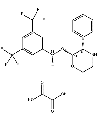 Morpholine, 2-[(1R)-1-[3,5-bis(trifluoromethyl)phenyl]ethoxy]-3-(4-fluorophenyl)-, (2R,3S)-, ethanedioate (2:1) Structure