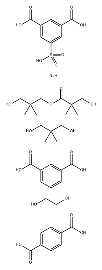 5-Sulfo-1,3-benzenedicarboxylic acid, monosodium salt polymer with 1,3-benzene dicarboxylic acid, 1,4-benzenedicarboxylic acid, 2,2-dimethyl-1,3-propanediol, 1,2-ethanediol and 3-hydroxy-2,2- dimethylpropyl 3-hydroxy-2,2-dimethylpropanoate,124382-55-4,结构式