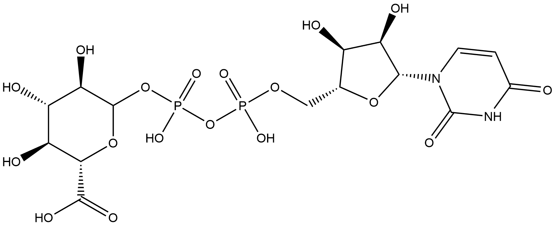 D-Glucopyranuronic acid, 1→P'-ester with uridine 5'-(trihydrogen diphosphate) 结构式