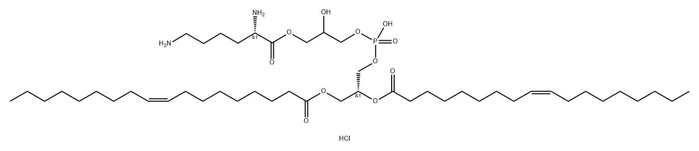 1,2-DIOLEOYL-SN-GLYCERO-3-[PHOSPHO-RAC-(3-LYSYL(1-GLYCEROL))] (CHLORIDE SALT);18:1 LYSYL PG 结构式