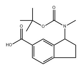 3-[tert-butoxycarbonyl(methyl)amino]indane-5-carboxylic acid 化学構造式