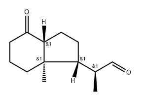 1H-Indene-1-acetaldehyde, octahydro-α,7a-dimethyl-4-oxo-, (αS,1R,3aR,7aR)- Struktur