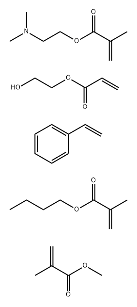 2-Propenoic acid, 2-methyl-, butyl ester, polymer with 2-(dimethylamino)ethyl 2-methyl-2-propenoate, ethenylbenzene, 2-hydroxyethyl 2-propenoate and methyl 2-methyl-2-propenoate Struktur