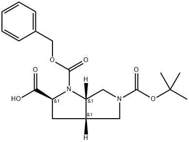 Racemic-(2S,3aS,6aS)-1-((benzyloxy)carbonyl)-5-(tert-butoxycarbonyl)octahydropyrrolo[3,4-b]pyrrole-2-carboxylic acid Structure