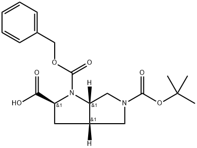 Racemic-(2S,3aS,6aS)-1-((benzyloxy)carbonyl)-5-(tert-butoxycarbonyl)octahydropyrrolo[3,4-b]pyrrole-2-carboxylic acid 结构式