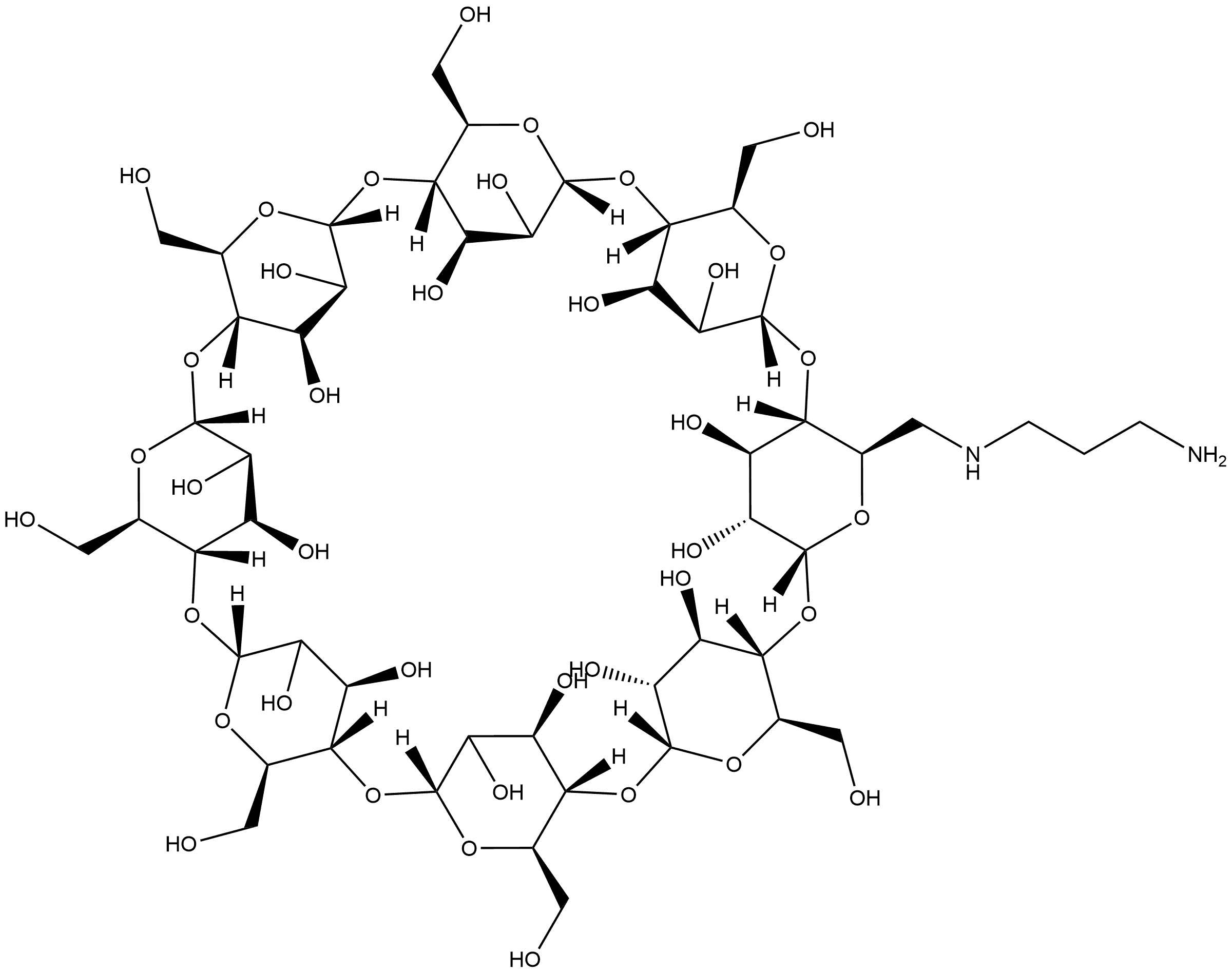 MONO(6-PROPYLENEDIAMINO-6-DEOXY)GAMMA-CYCLODEXTRIN,1251555-28-8,结构式