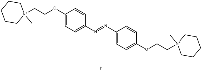 (E)-1,1'-(((DIAZENE-1,2-DIYLBIS(4,1-PHENYLENE))BIS(OXY))BIS(ETHANE-2,1-DIYL))BIS(1-METHYLPIPERIDIN-1-IUM) IODIDE 结构式