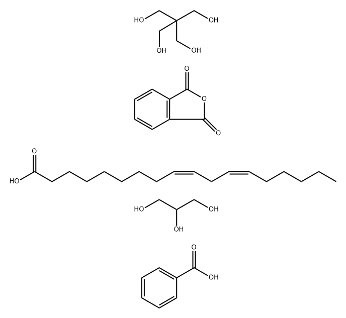 9,12-Octadecadienoic acid (Z,Z)-, polymer with 2,2-bis(hydroxymethyl)-1,3-propanediol, 1,3-isobenzofurandione and 1,2,3-propanetriol, benzoate,125171-92-8,结构式