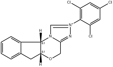 4H,6H-Indeno[2,1-b][1,2,4]triazolo[4,3-d][1,4]oxazinium, 5a,10b-dihydro-2-(2,4,6-trichlorophenyl)-, (5aR,10bS)-|