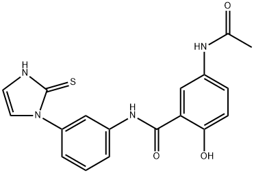 5-acetamido-2-hydroxy-N-(3-(2-mercapto-1H-imidazole-1-yl)phenyl)benzamide Structure