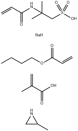 2-Propenoic acid, 2-methyl-, polymer with butyl 2-propenoate, 2-methylaziridine and 2-methyl-2-[(1-oxo-2-propenyl) amino]-1-propanesulfonic acid monosodium salt Structure