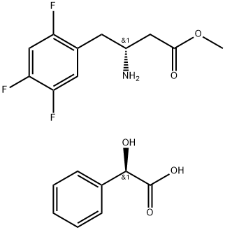 (R)-3-氨基-4-(2,4,5-三氟苯基) 丁酸甲酯.R-扁桃酸盐,1253055-94-5,结构式