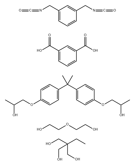1,3-Benzenedicarboxylic acid, polymer with 1,3-bis(isocyanatomethyl)benzene, 2-ethyl-2-(hydroxymethyl)-1,3-propanediol, 1,1'-[(1-methylethylidene) bis(4,1-phenyleneoxy)]bis[2-propanol] and 2,2'-oxybis[ethanol] 结构式