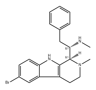 (1S)-1α-[(S)-1-アミノ-2-(4-メチルフェニル)エチル]-6-ブロモ-1,2,3,4-テトラヒドロ-2-メチル-β-カルボリン 化学構造式