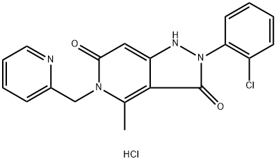 1H-Pyrazolo[4,3-c]pyridine-3,6(2H,5H)-dione, 2-(2-chlorophenyl)-4-methyl-5-(2-pyridinylmethyl)-, hydrochloride (1:1) Structure