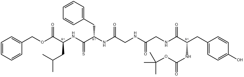 t-butyloxycarbonyltyrosyl-glycyl-glycyl-phenylalanyl-psi(thioamide)leucyl benzyl ester Structure